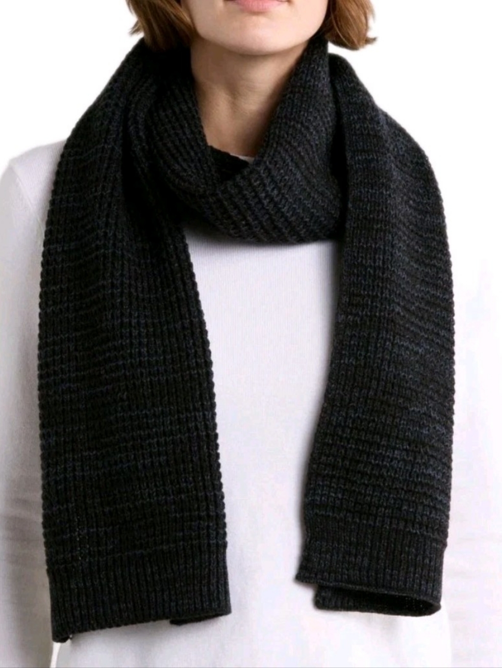Allsaints All Saints Black & Collegiate Blue Marled Scarf Msrp $79